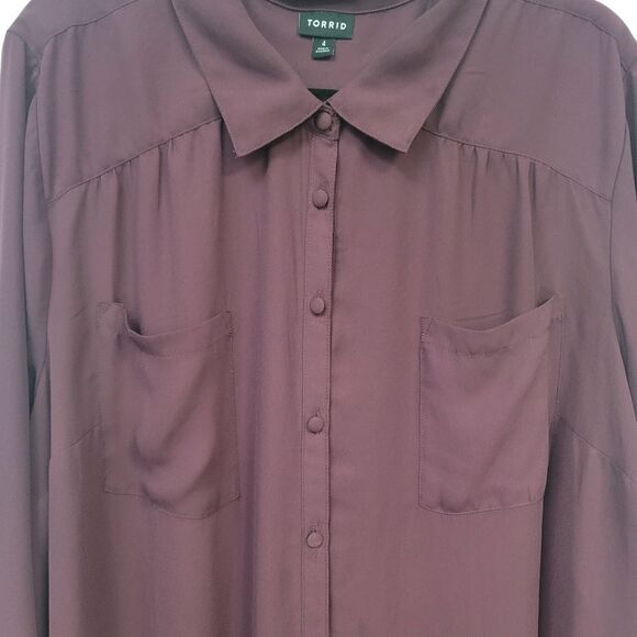 Torrid Madison georgette button-up long sleeve shirt, 4 - Picture 3 of 13